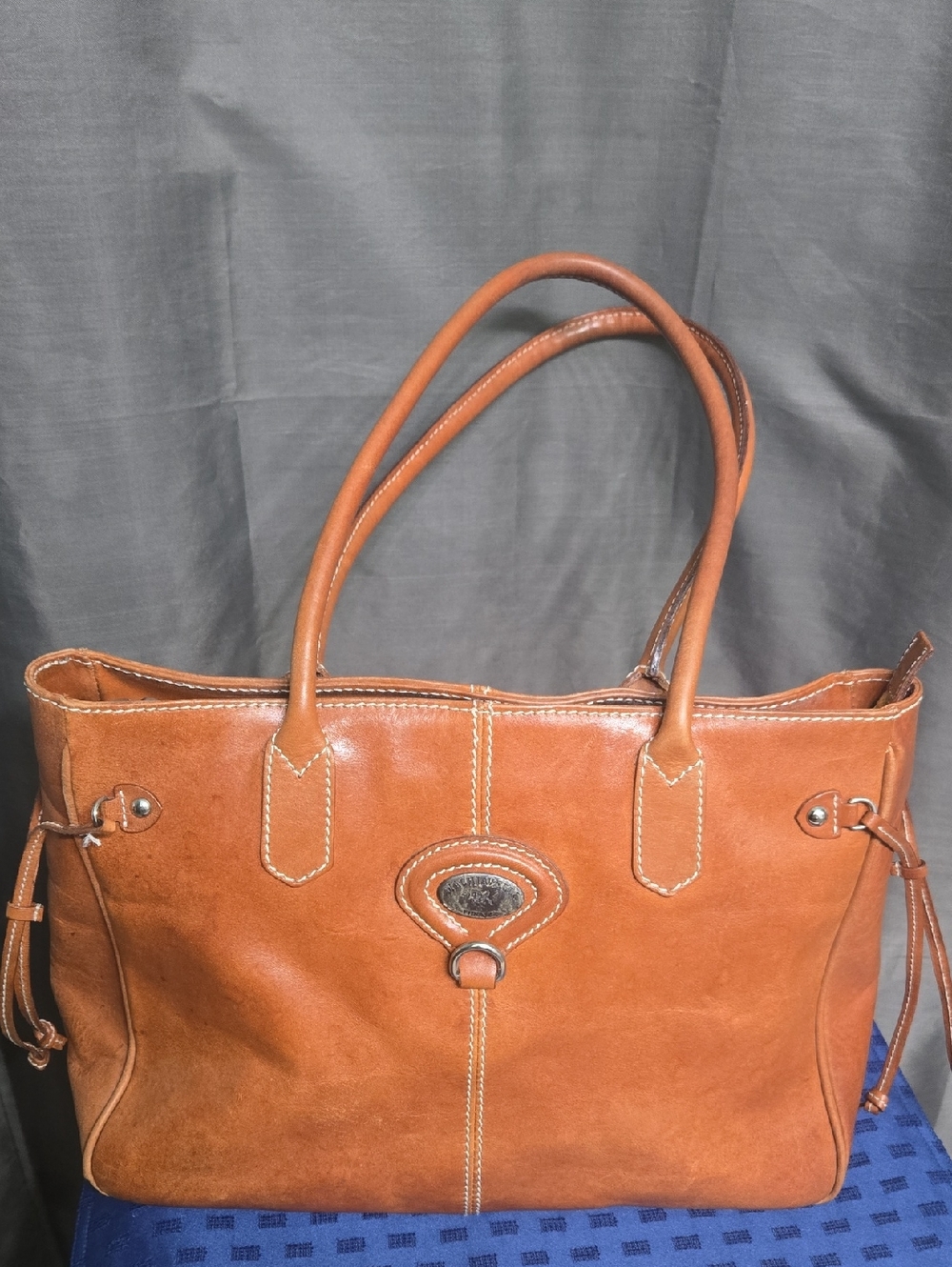 Brown Leather Tote with Double Handles